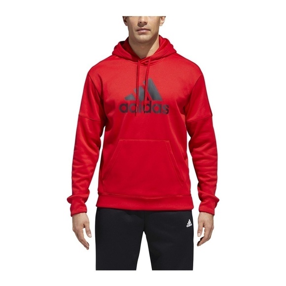Adidas Men's Team Issue Climawarm Logo Hoodie Sz. L Red Large Mesh Lining - Picture 1 of 8